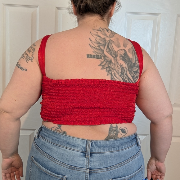 Women's Red Ruched Top - Picture 2 of 2